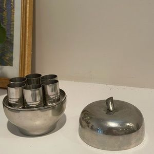 Vintage Preisner Pewter Apple Shot Glass Carrier